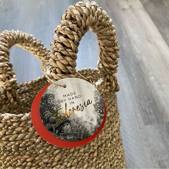 Basket NEW Home Decor Handmade Indonesia Cottagecore Bedroom Kitchen Bathroom - Picture 2 of 9